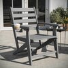 Flash Furniture Tolleson Adirondack Dining Chair w/Fold Out Cup Holder, Weather Resistant Recycled HDPE in Gray LE-HMP-2037-10-GRY-GG